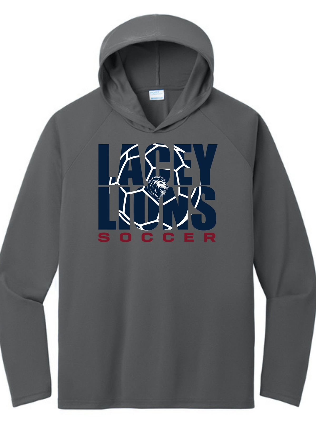 Port & Co® Performance Pullover Hooded Tee Charcoal