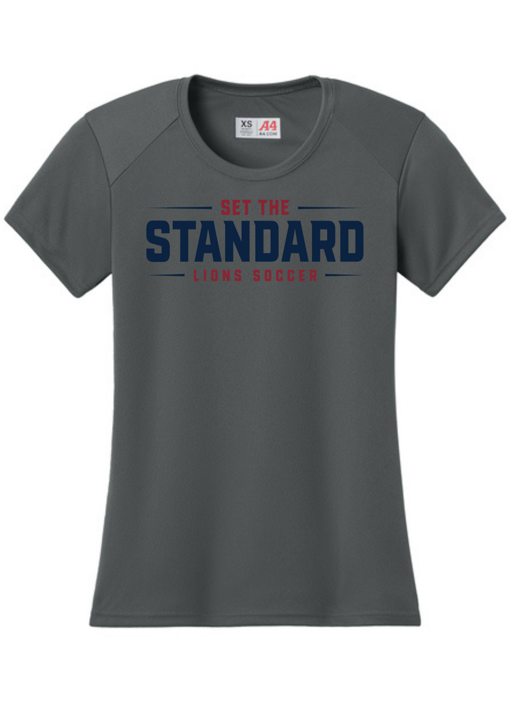 A4 Women’s Cooling Performance Short Sleeve Tee Charcoal Double sided print