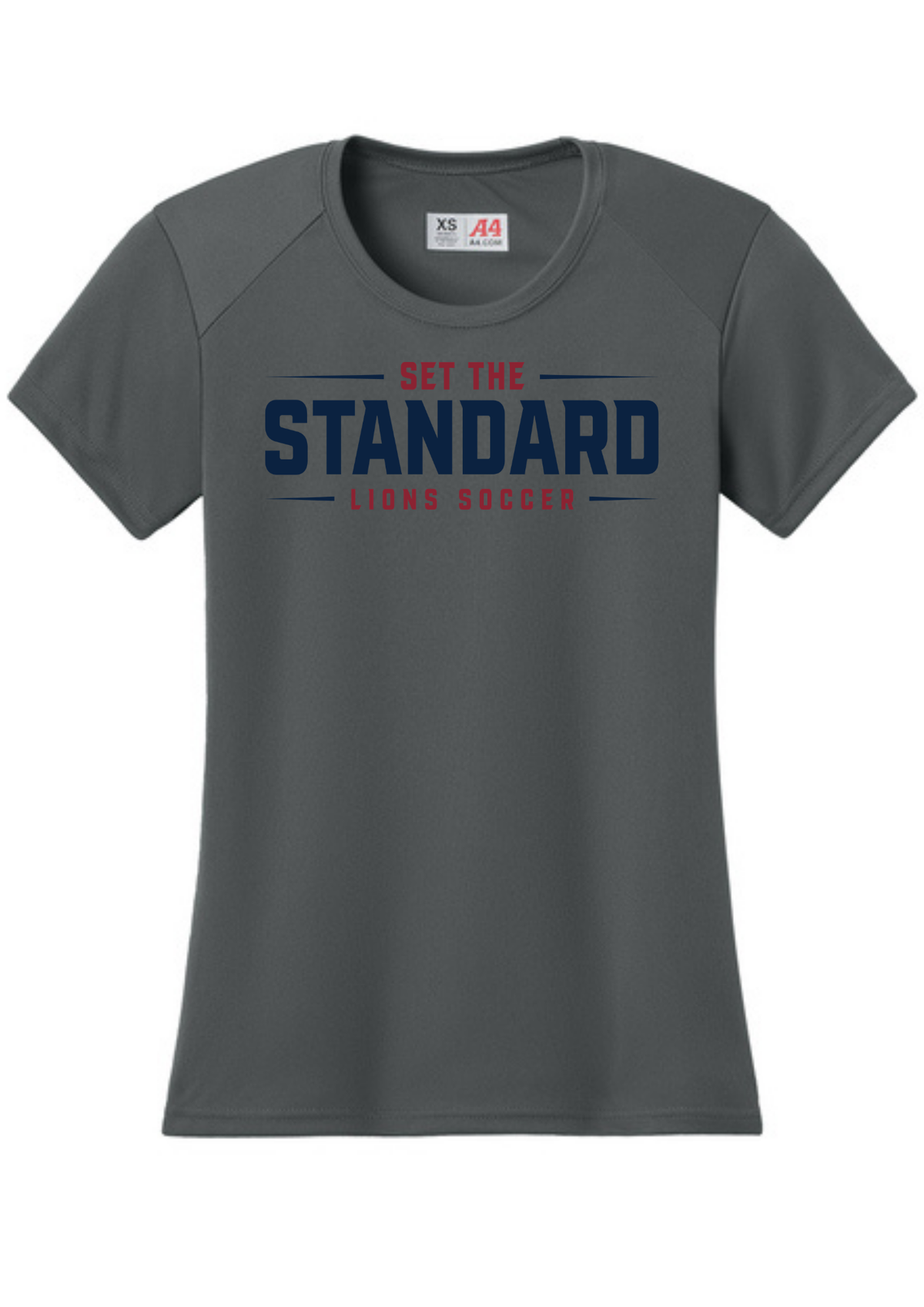 A4 Women’s Cooling Performance Short Sleeve Tee Charcoal Double sided print