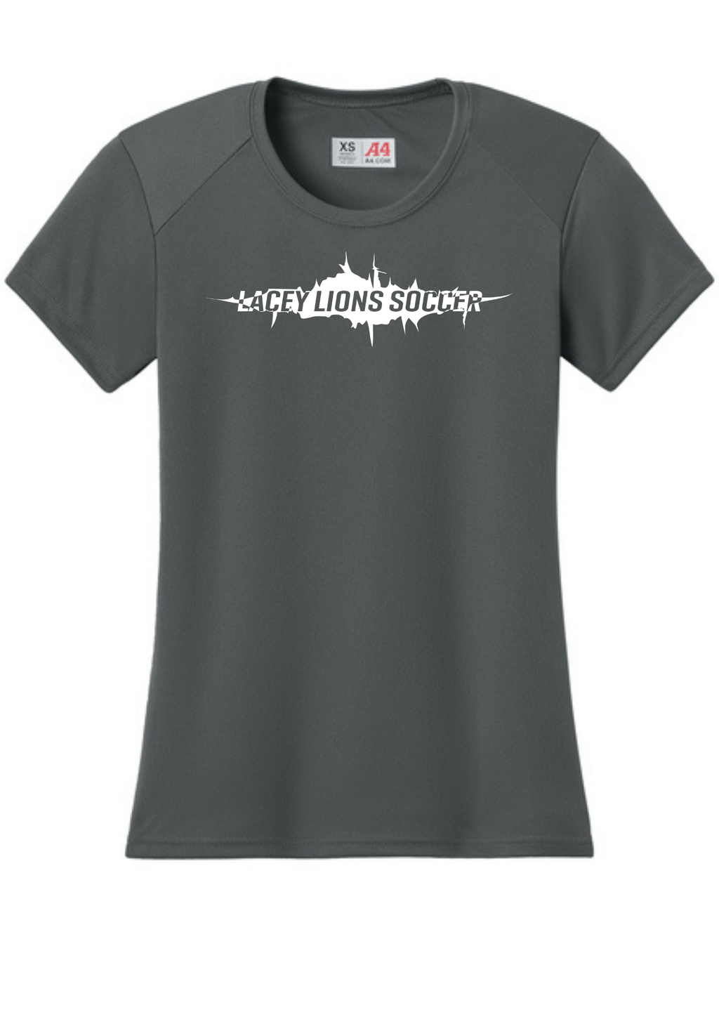 A4 Women’s Cooling Performance Short Sleeve Tee Charcoal Double sided print
