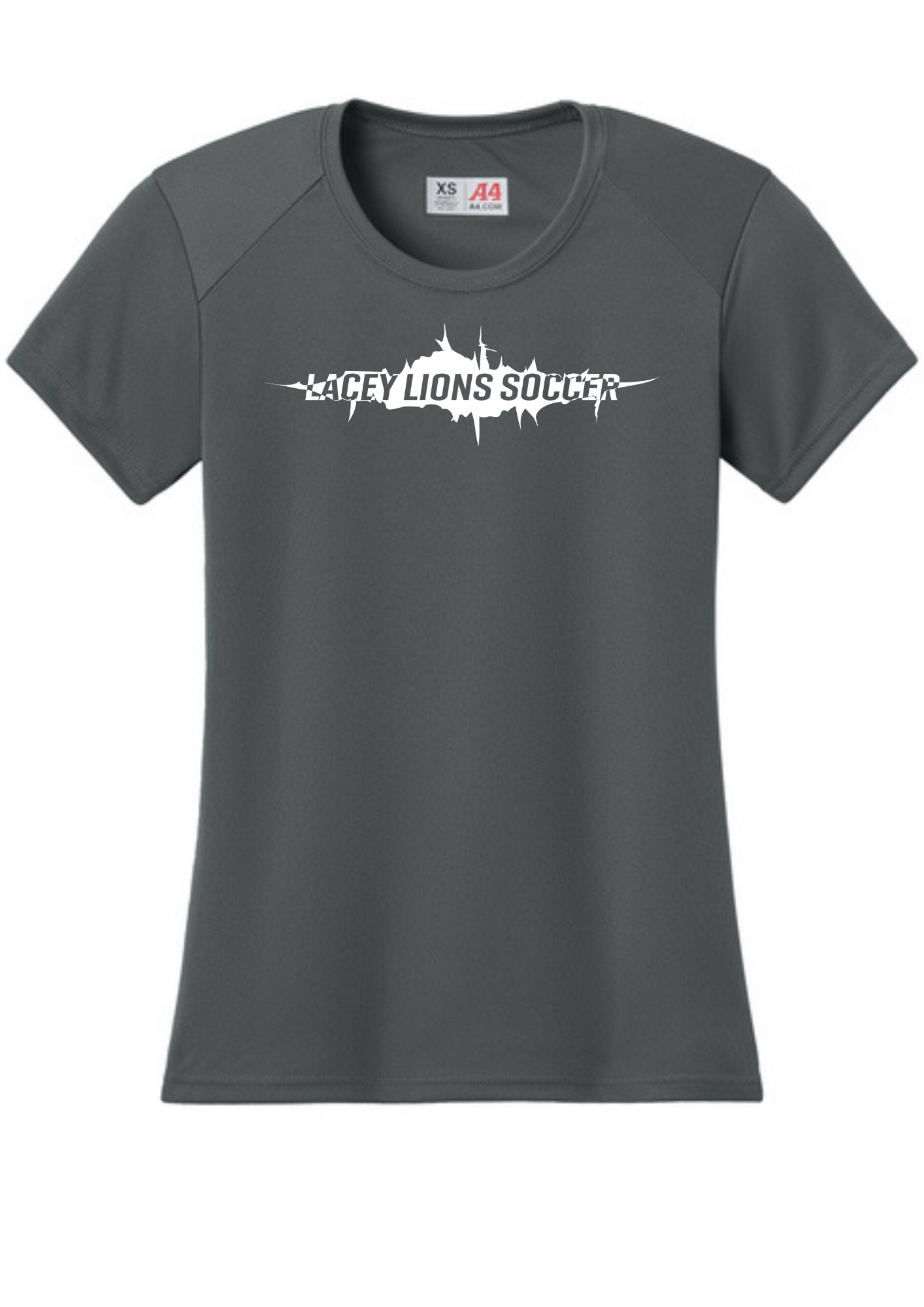 A4 Women’s Cooling Performance Short Sleeve Tee Charcoal Double sided print